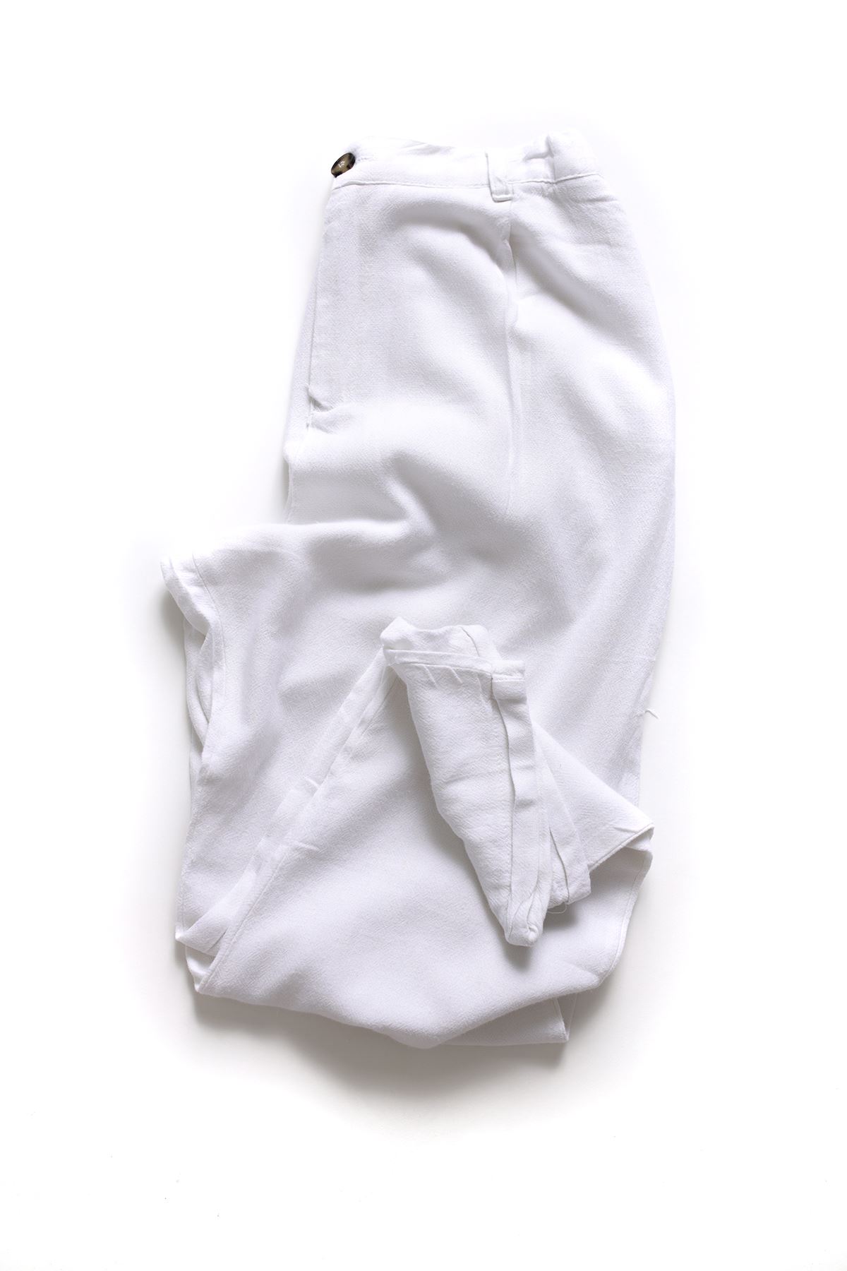 Santurino Düz Paça Beyaz Keten Klasik Pantolon