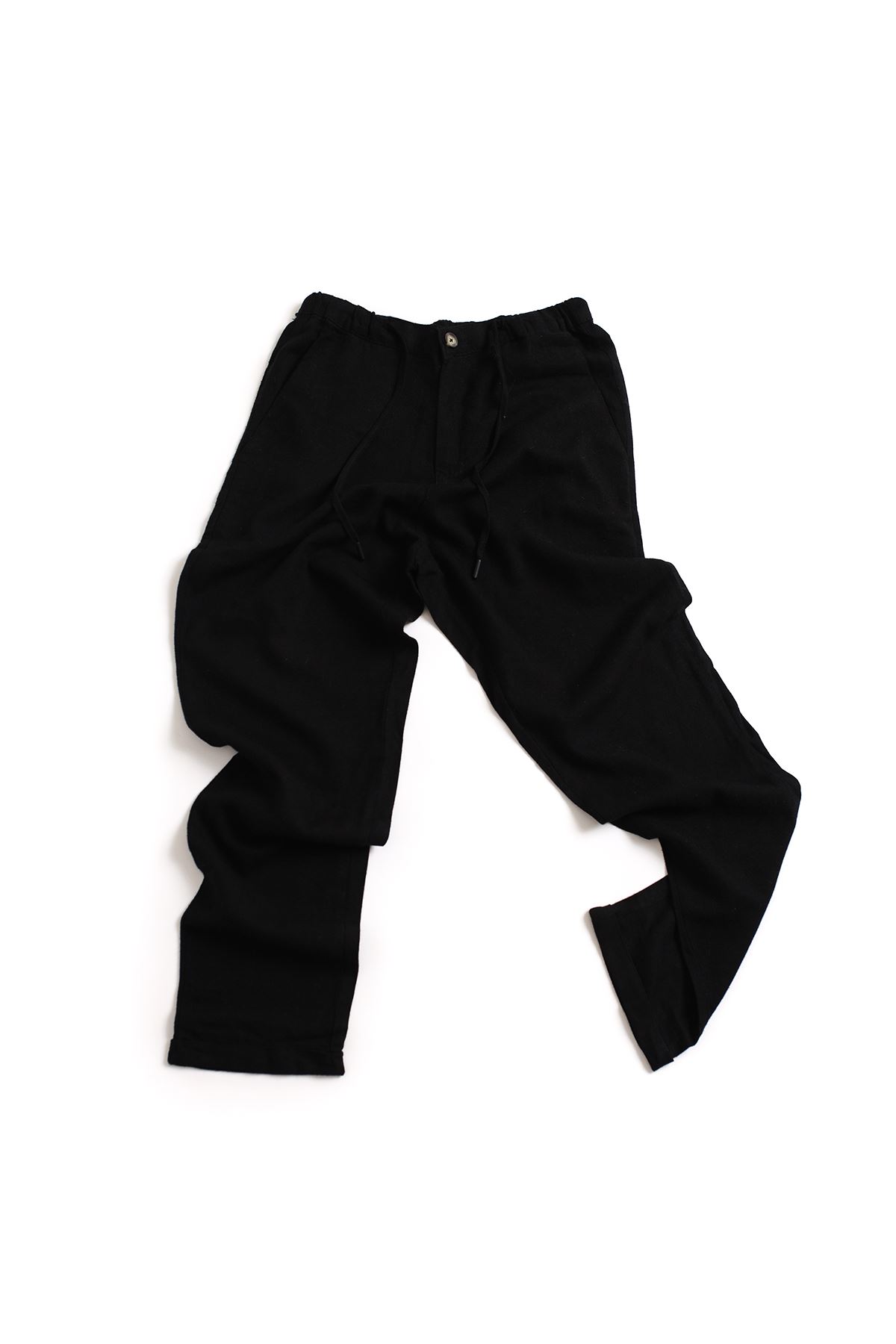 Santurino Düz Paça Siyah Keten Klasik Pantolon