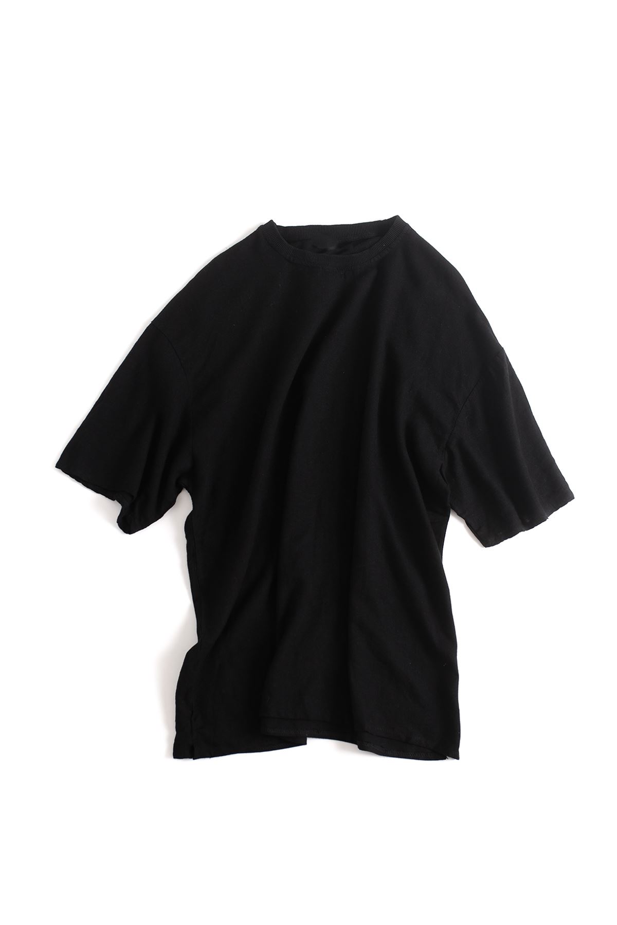 Santurino Oversize Siyah Keten T-Shirt