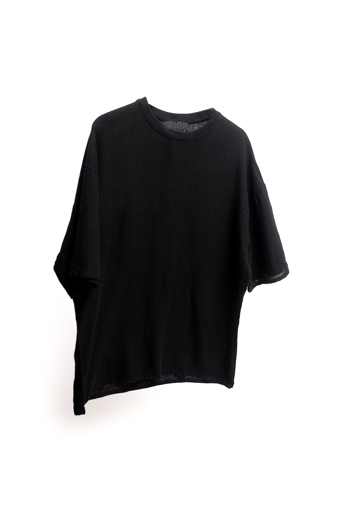 Santurino Oversize Siyah Keten T-Shirt