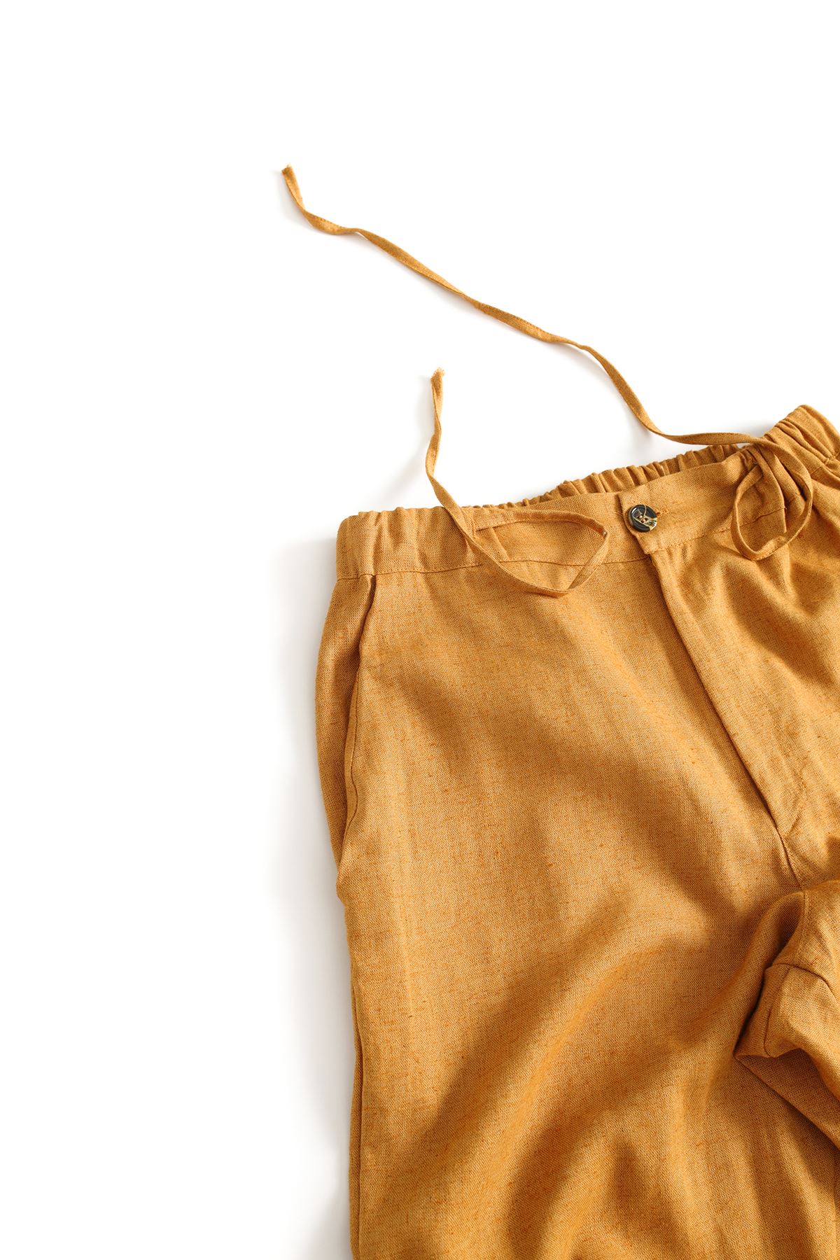 Santurino Düz Paça Hardal Keten Klasik Pantolon