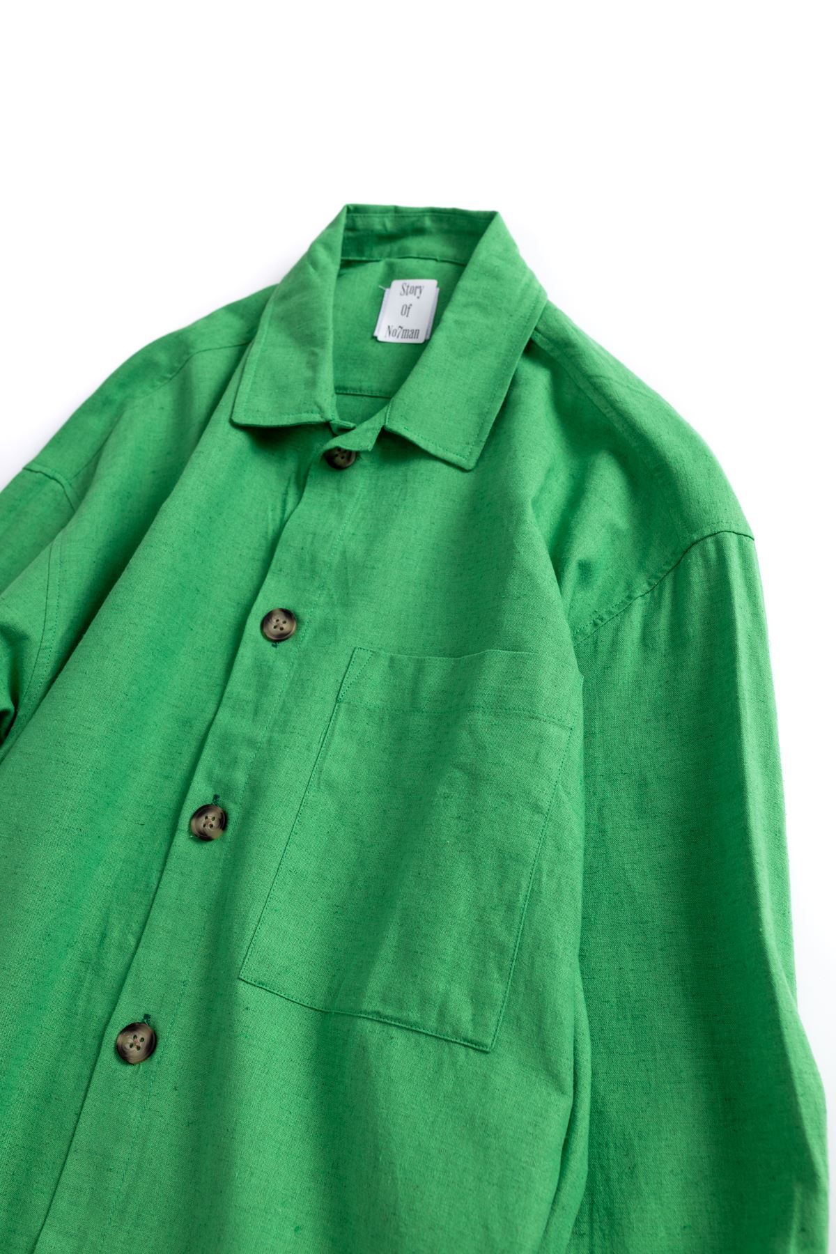 Urla Uzun Kollu Yeşil Keten Gömlek