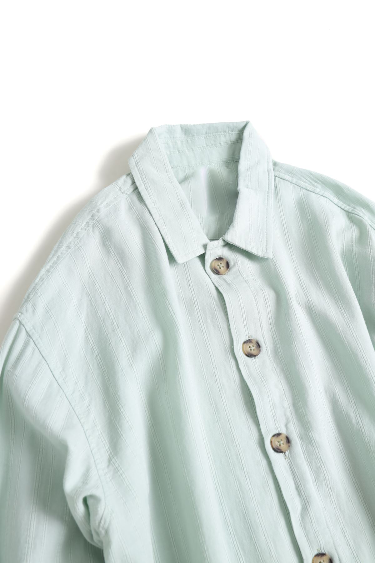 Mint Yeşili Uzun Kollu Yıkamalı Gömlek