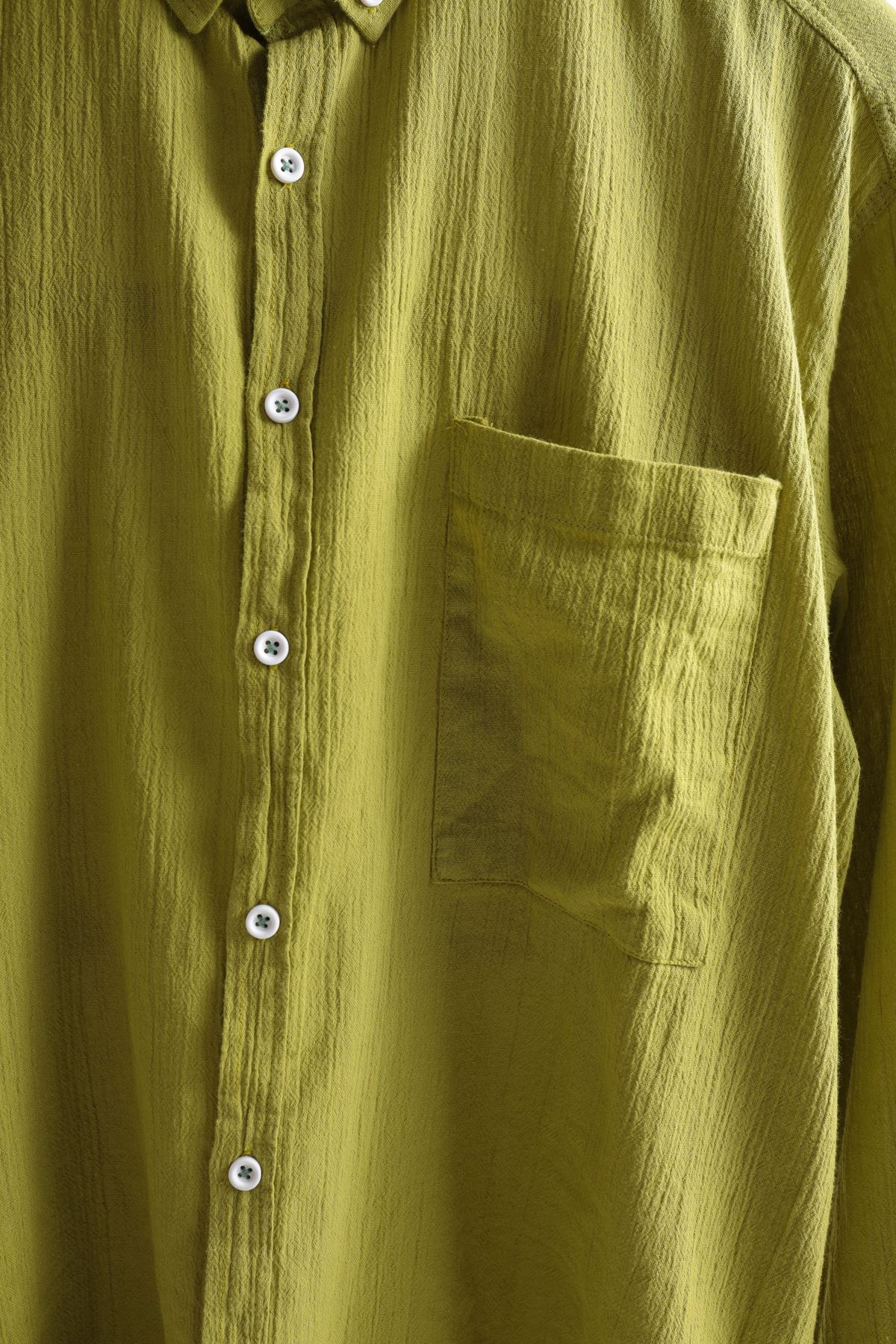 Fıstık Yeşili Kırınkıl Gömlek