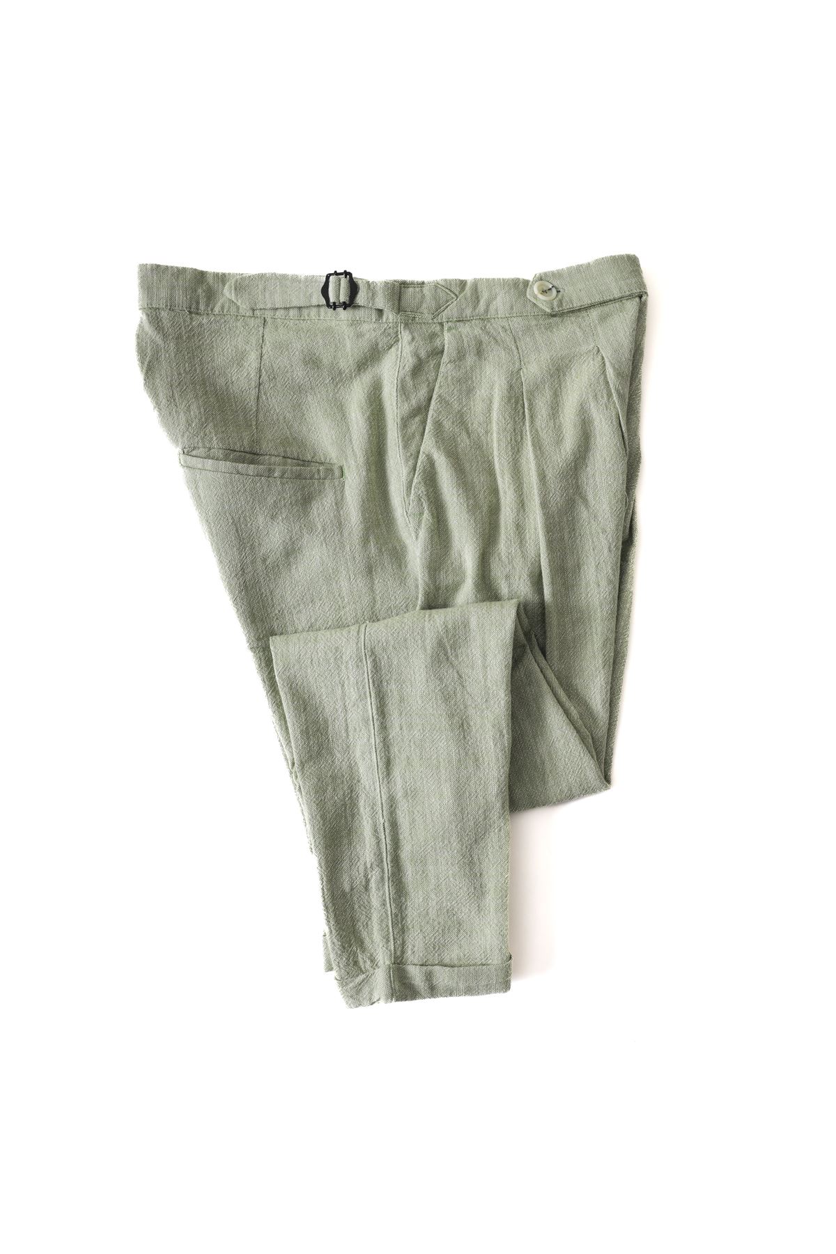 Pisa Yeşil Renk Salaş Keten Pantolon