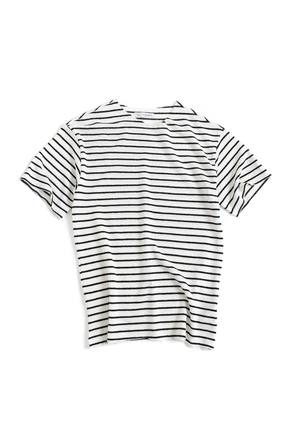 Jodhpur Siyah Çizgili Beyaz Triko Erkek Tshirt