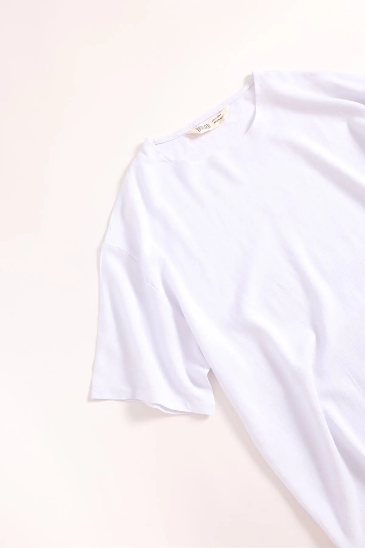 Rio Beyaz Oversize Keten Erkek Tshirt  