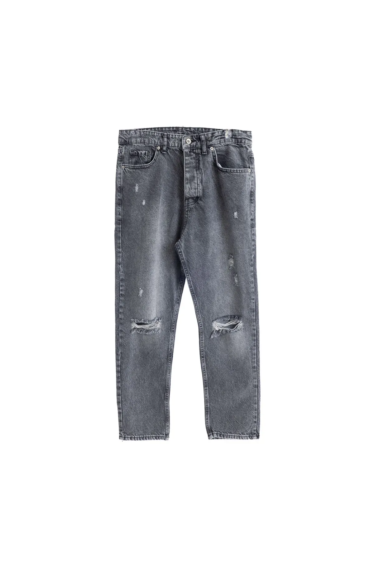 York Gri Yırtıklı Boyfriend Denim Erkek Pantolon