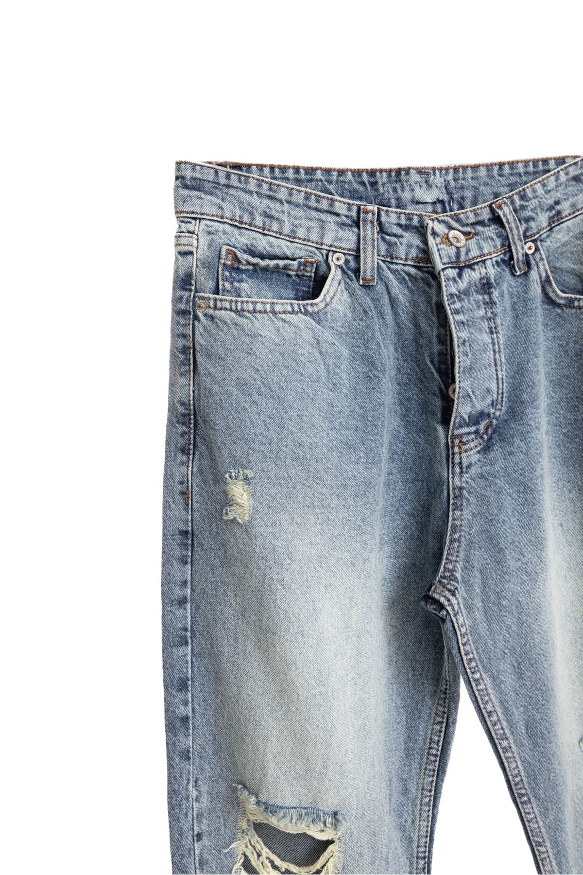 York Açık Mavi Yırtıklı Boyfriend Denim Erkek Pantolon