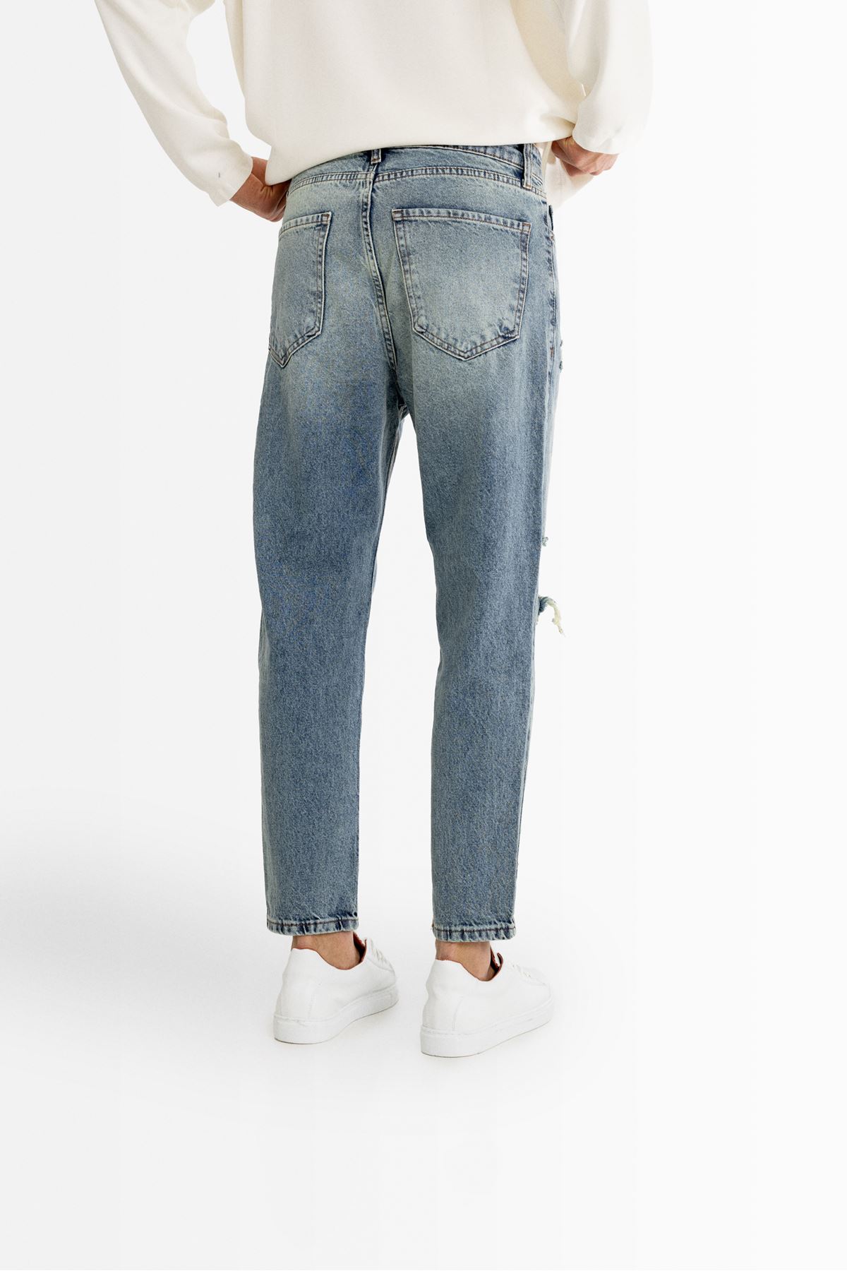 York Açık Mavi Yırtıklı Boyfriend Denim Erkek Pantolon