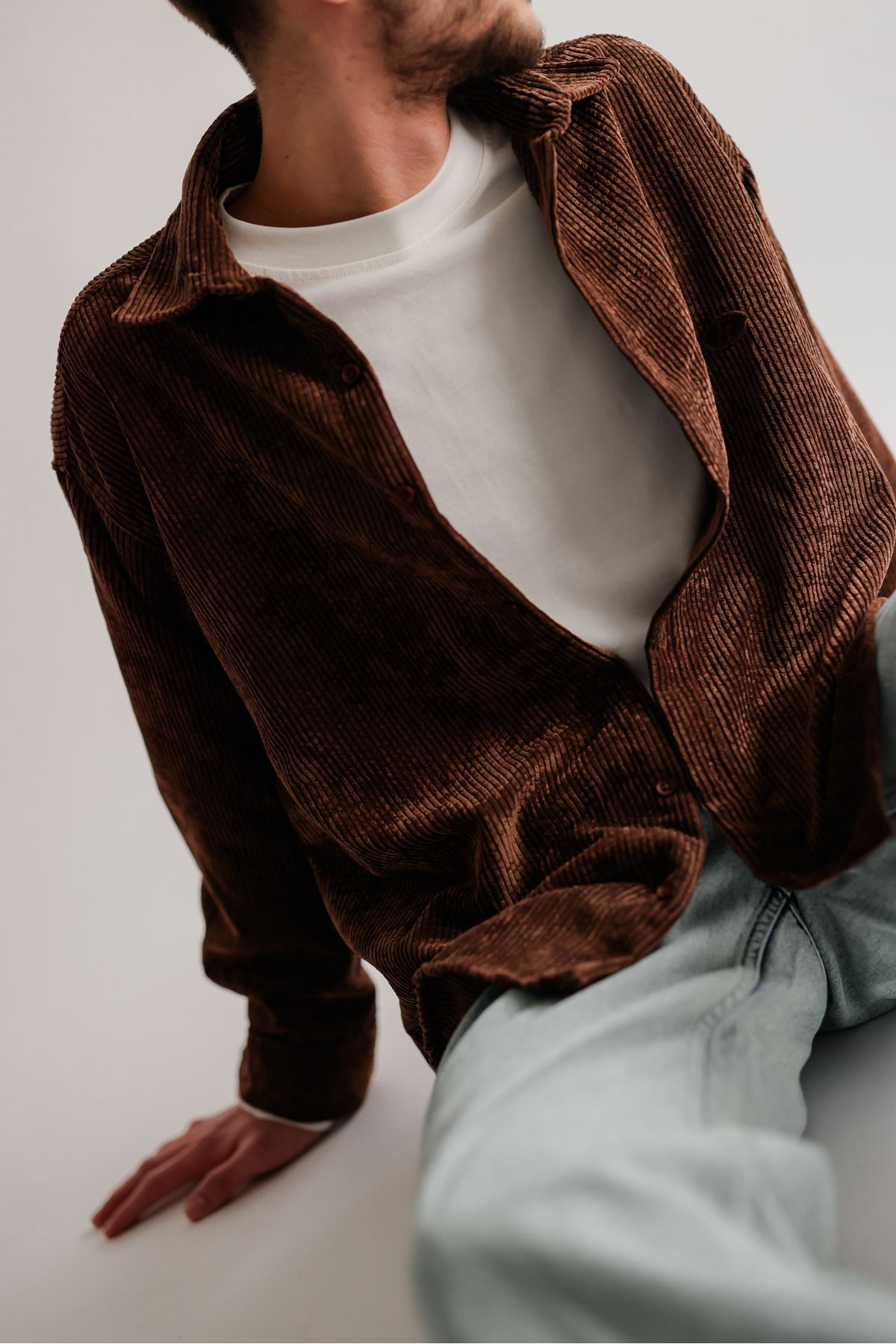 Bochnia Kalın Fitilli Kahve Kadife Gömlek