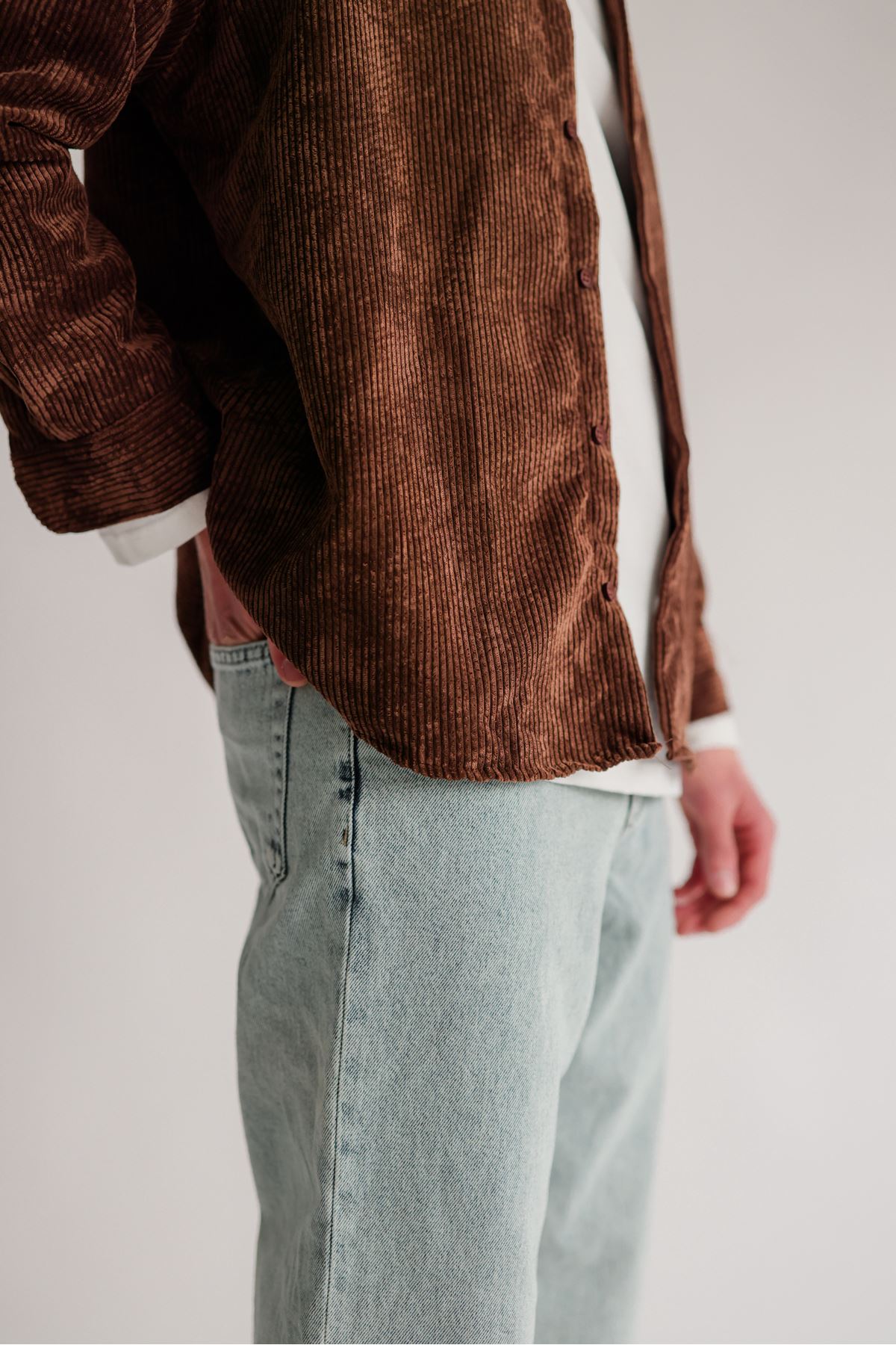 Bochnia Kalın Fitilli Kahve Kadife Gömlek