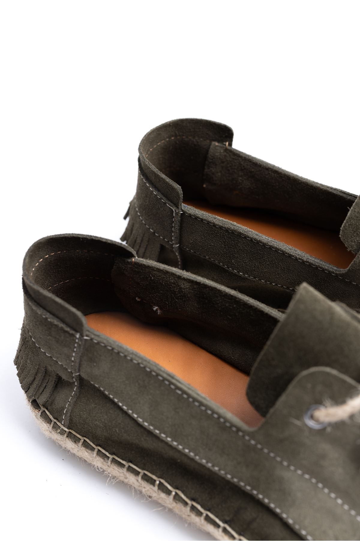 Petra Bağcıklı Haki Süet Hakiki Deri Espadril