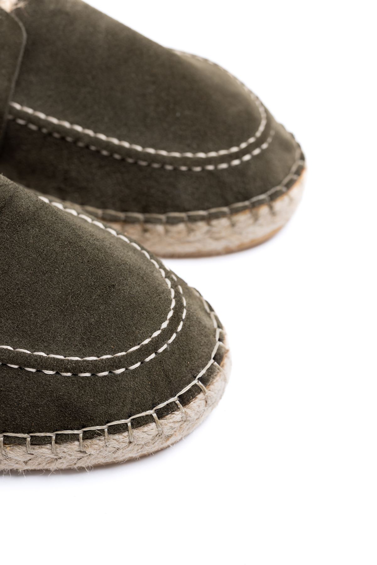 Petra Bağcıklı Haki Süet Hakiki Deri Espadril