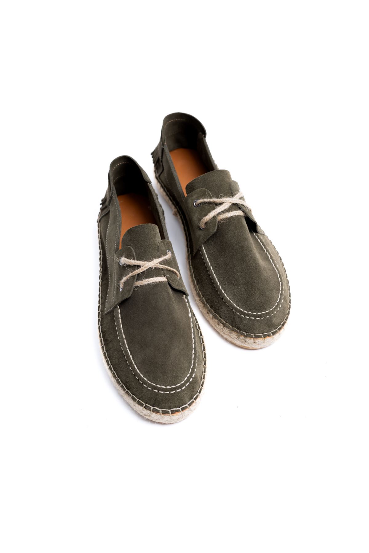 Petra Bağcıklı Haki Süet Hakiki Deri Espadril