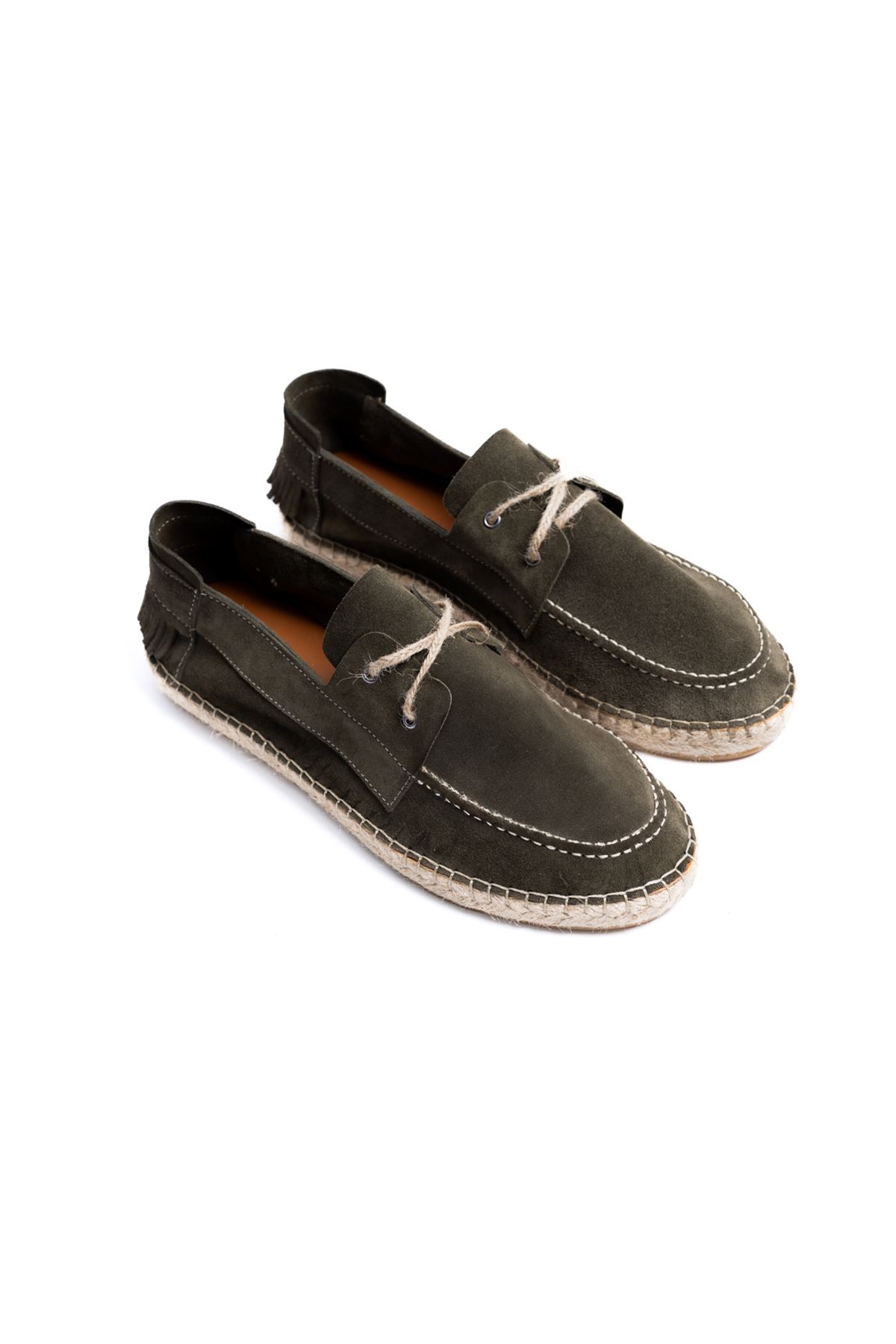 Petra Bağcıklı Haki Süet Hakiki Deri Espadril