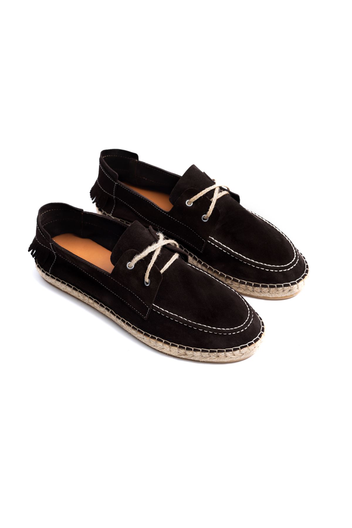 Petra Bağcıklı Kahve Süet Hakiki Deri Espadril