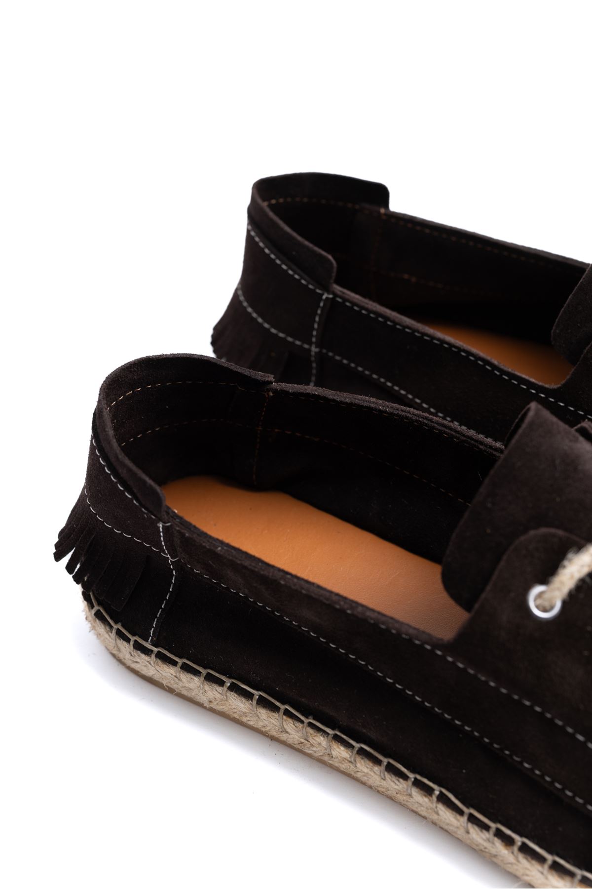 Petra Bağcıklı Kahve Süet Hakiki Deri Espadril