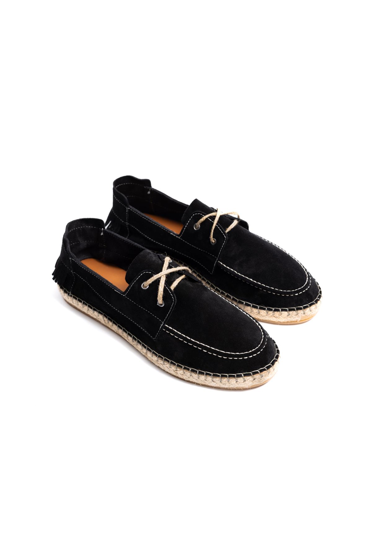 Petra Bağcıklı Siyah Süet Hakiki Deri Espadril