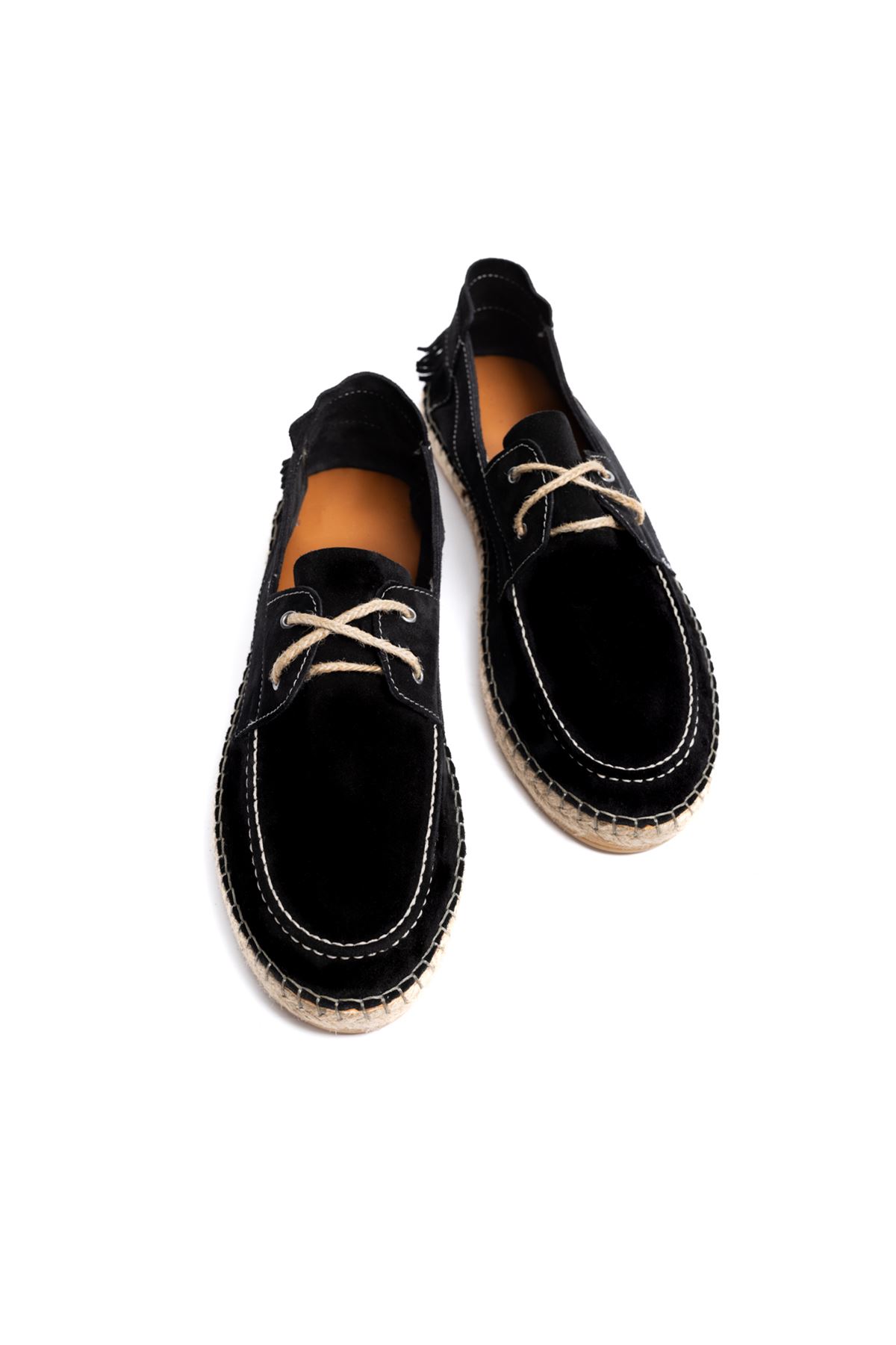 Petra Bağcıklı Siyah Süet Hakiki Deri Espadril