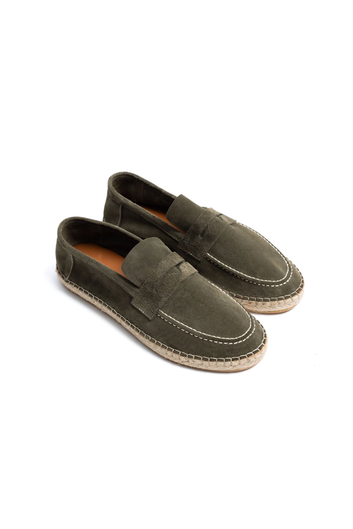 Minoa Haki Loafer Süet Hakiki Deri Espadril