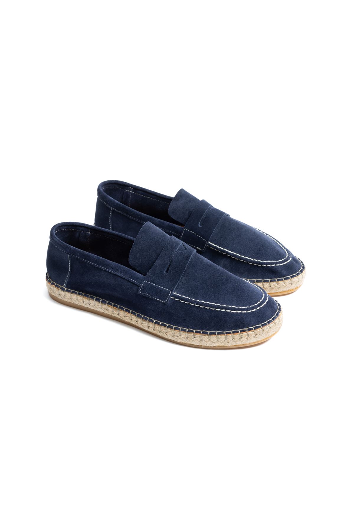 Minoa Lacivert Loafer Süet Hakiki Deri Espadril