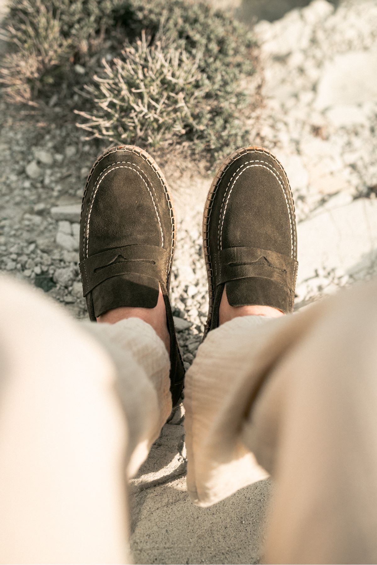 Minoa Haki Loafer Süet Hakiki Deri Erkek Espadril