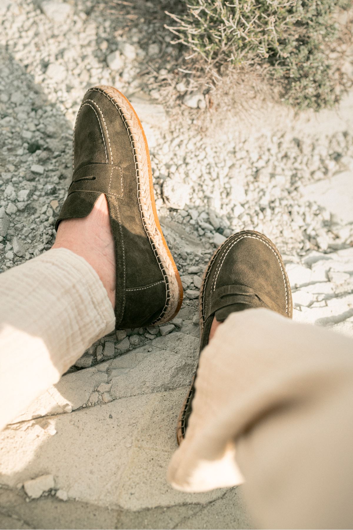 Minoa Haki Loafer Süet Hakiki Deri Espadril