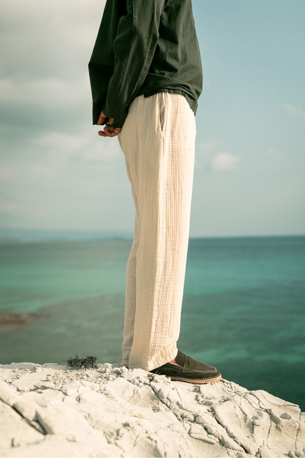 Minoa Haki Loafer Süet Hakiki Deri Espadril