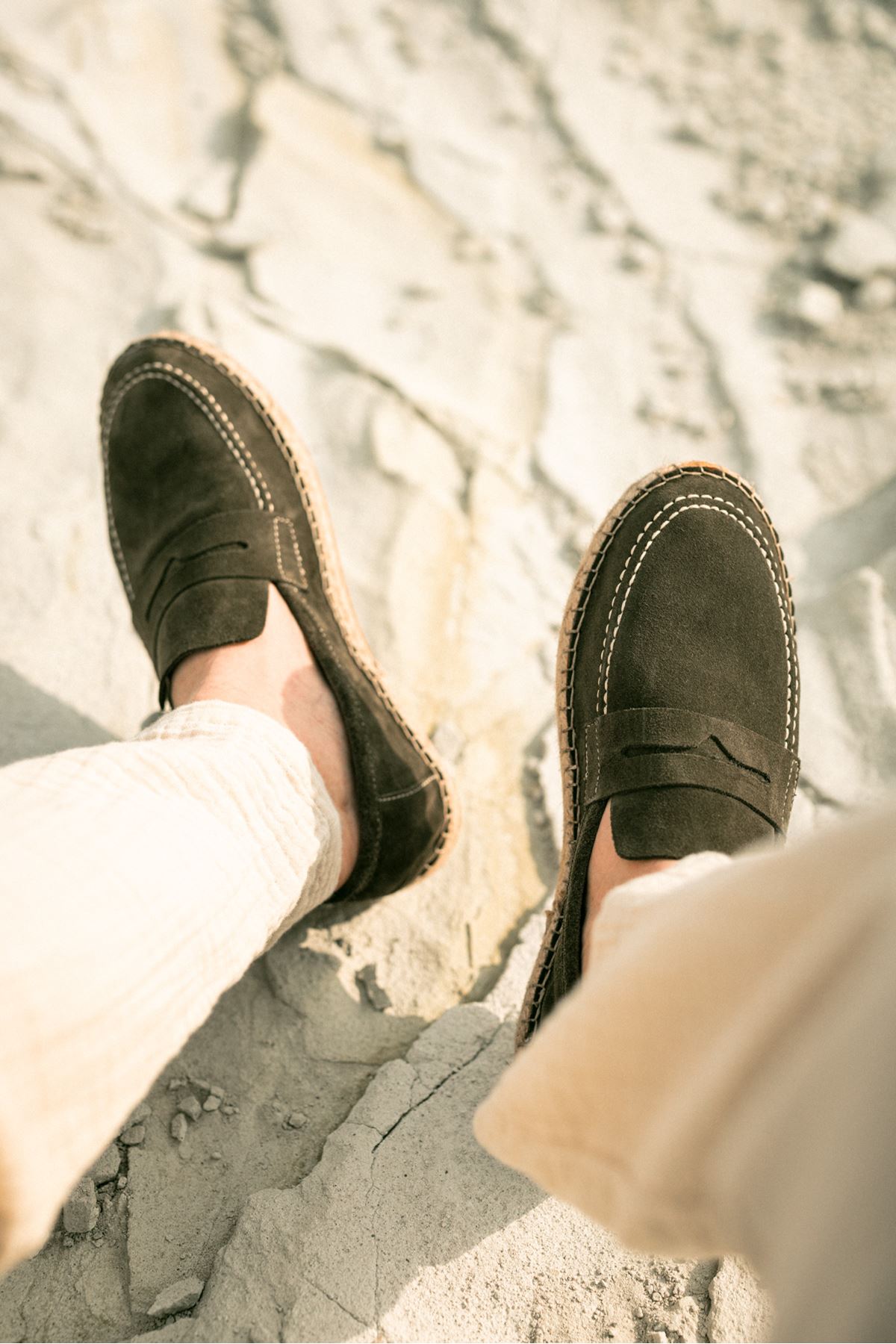 Minoa Haki Loafer Süet Hakiki Deri Espadril