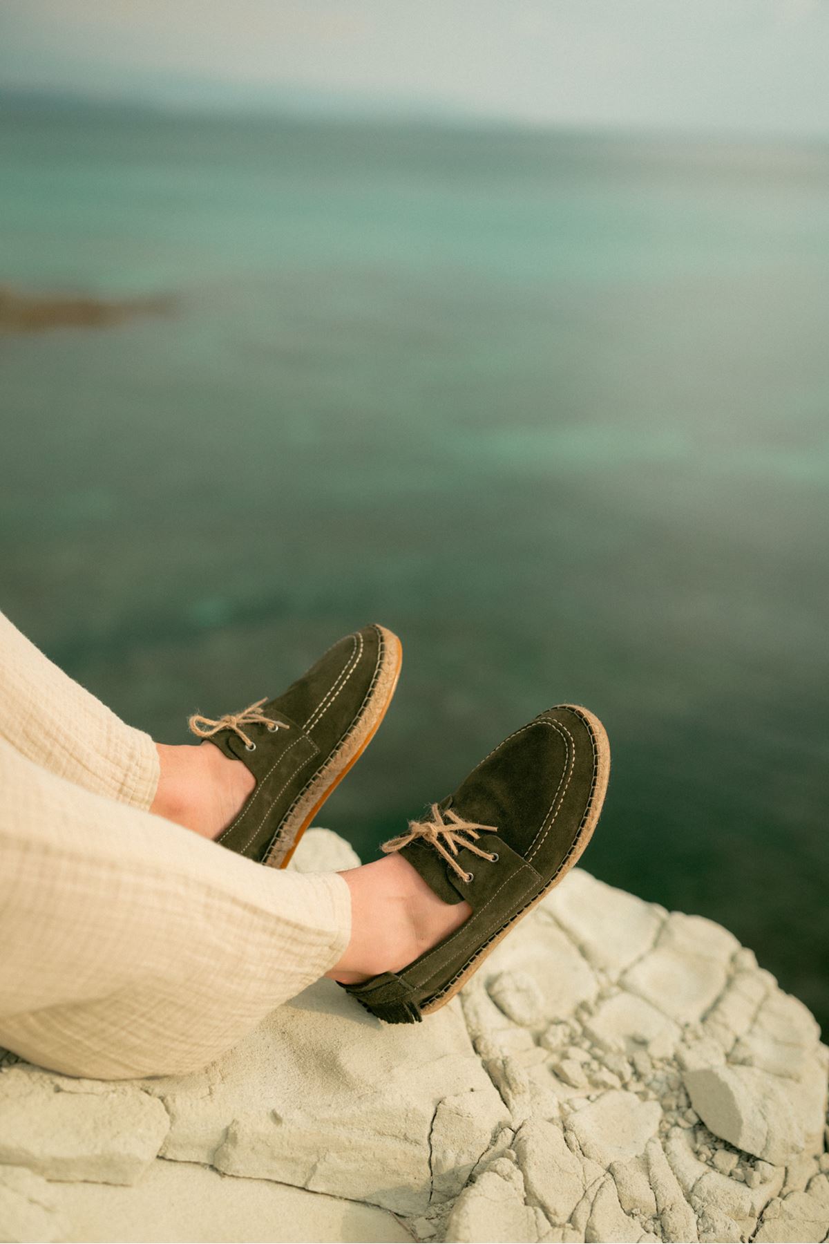 Petra Bağcıklı Haki Süet Hakiki Deri Espadril