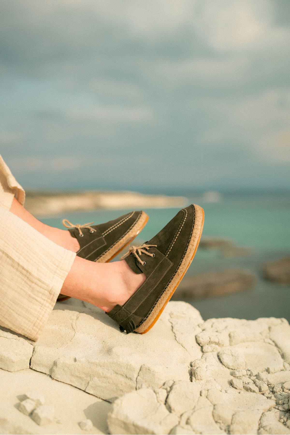 Petra Bağcıklı Haki Süet Hakiki Deri Espadril