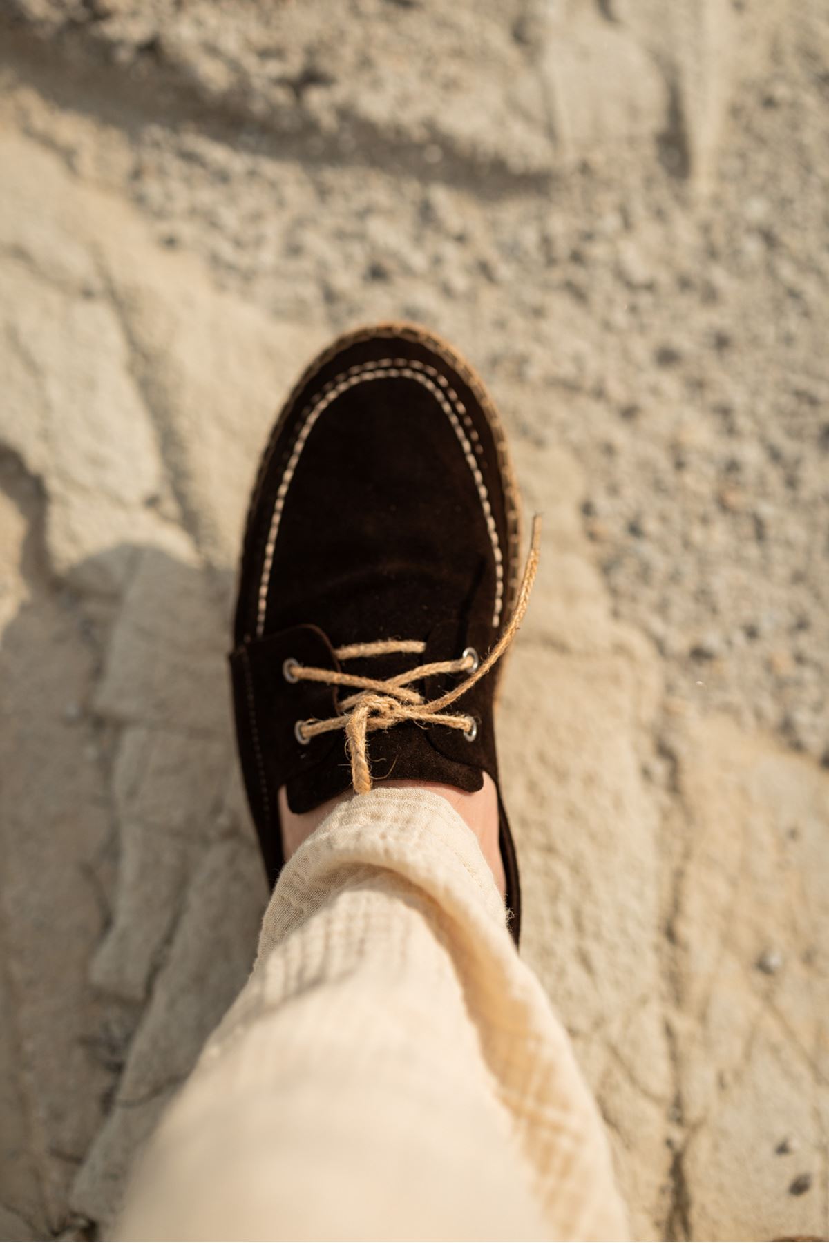 Petra Bağcıklı Kahve Süet Hakiki Deri Espadril