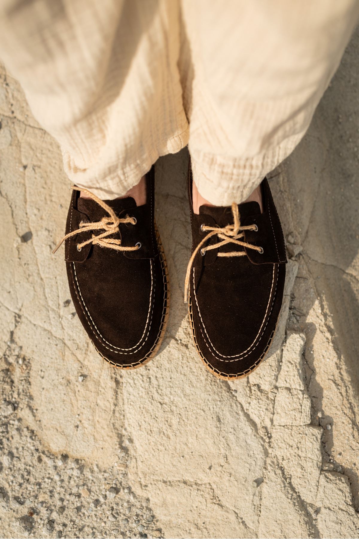 Petra Bağcıklı Kahve Süet Hakiki Deri Espadril