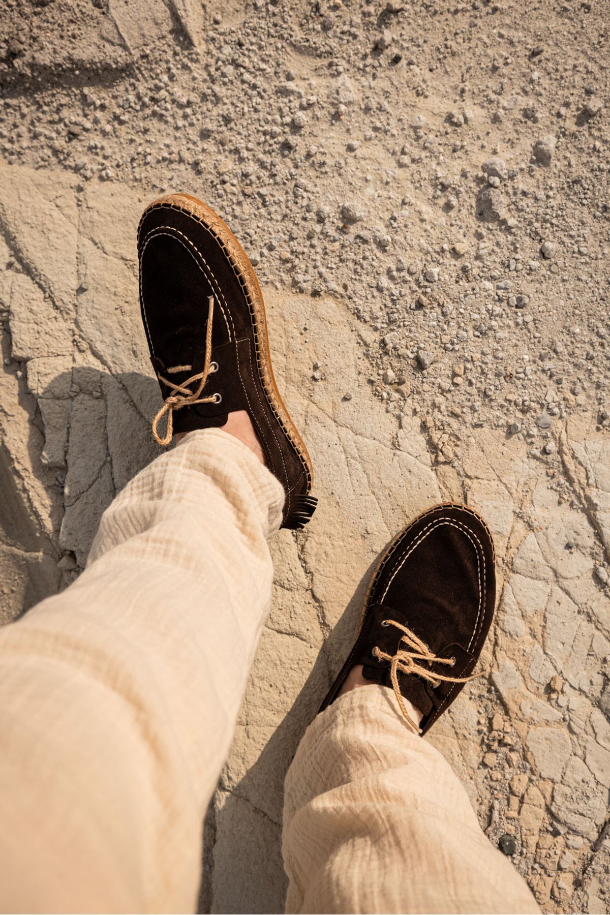 Petra Bağcıklı Kahve Süet Hakiki Deri Espadril