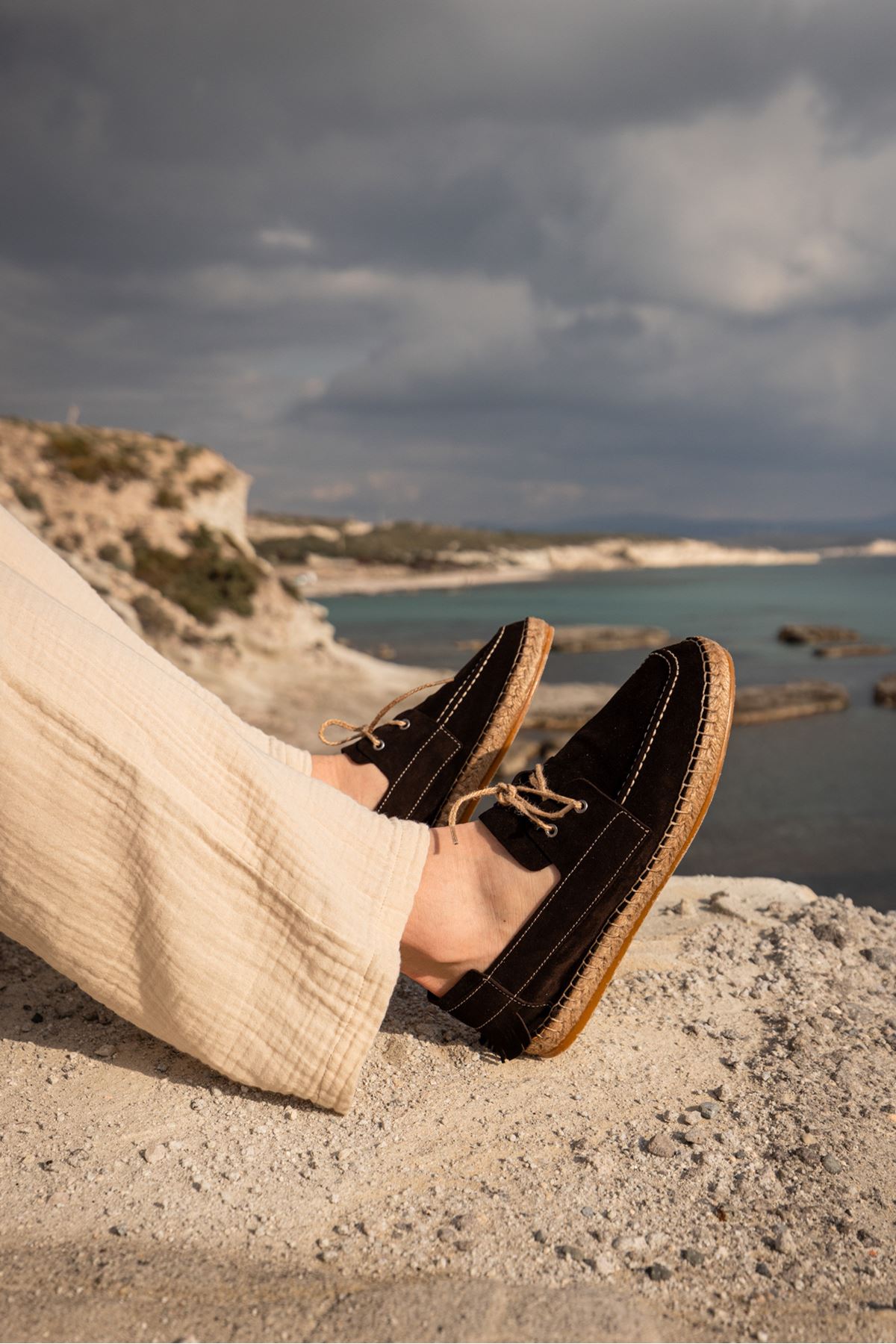 Petra Bağcıklı Kahve Süet Hakiki Deri Espadril