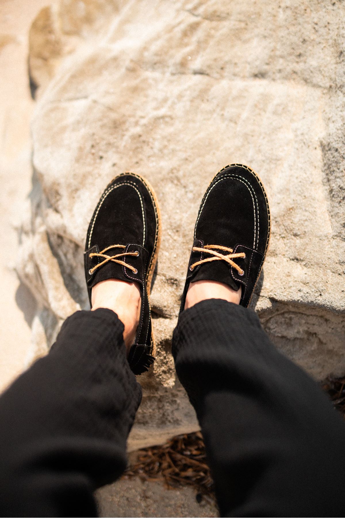 Petra Bağcıklı Siyah Süet Hakiki Deri Espadril