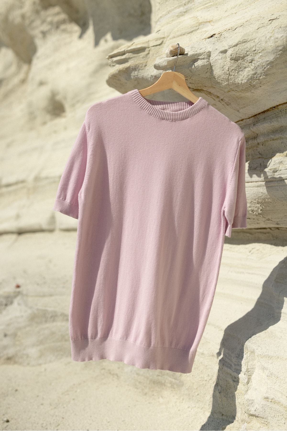 Briss Lila Bisiklet Yaka %100 Pamuk Triko Tshirt