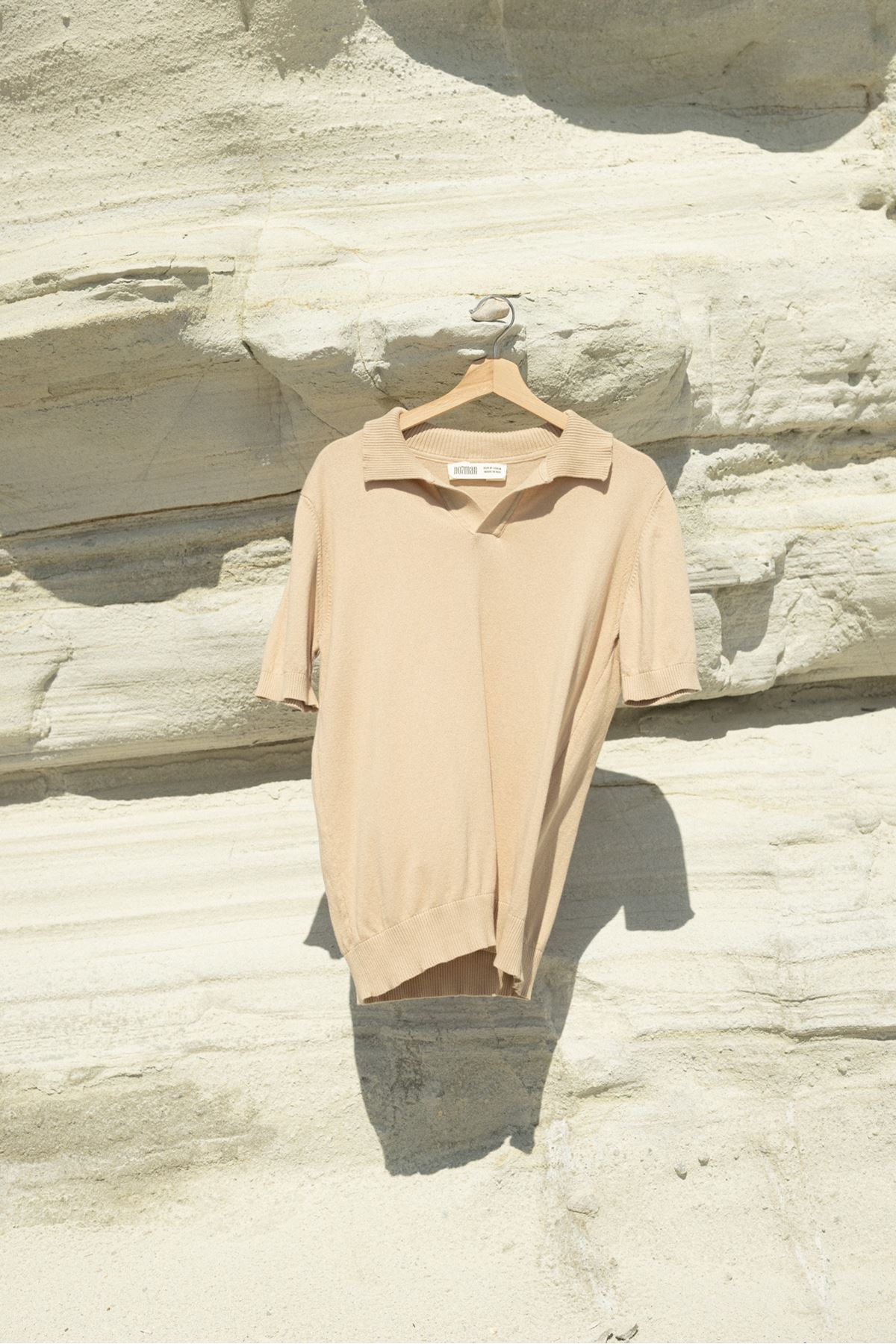 Alten Bej Polo Yaka %100 Pamuk Triko Erkek Tshirt