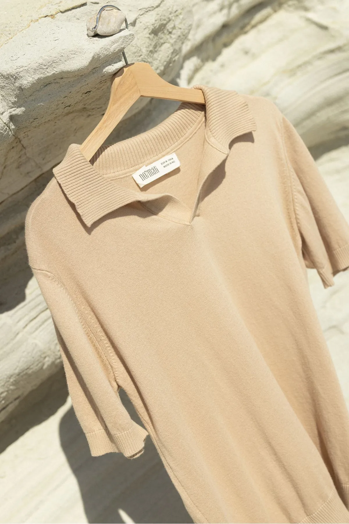 Alten Bej Polo Yaka %100 Pamuk Triko Erkek Tshirt
