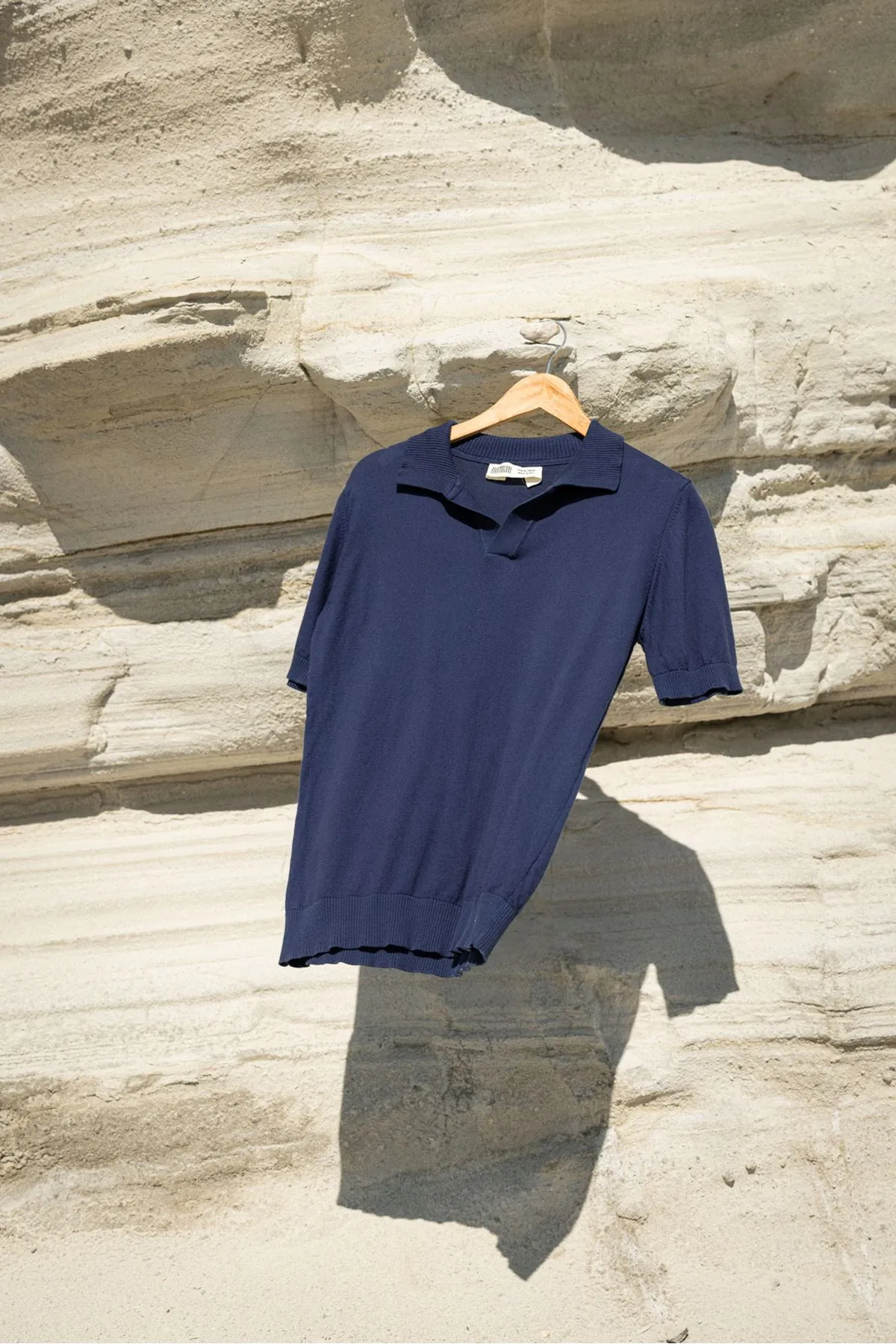 Alten Lacivert Polo Yaka %100 Pamuk Triko Erkek Tshirt
