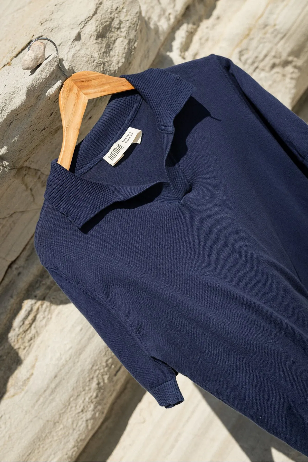 Alten Lacivert Polo Yaka %100 Pamuk Triko Erkek Tshirt