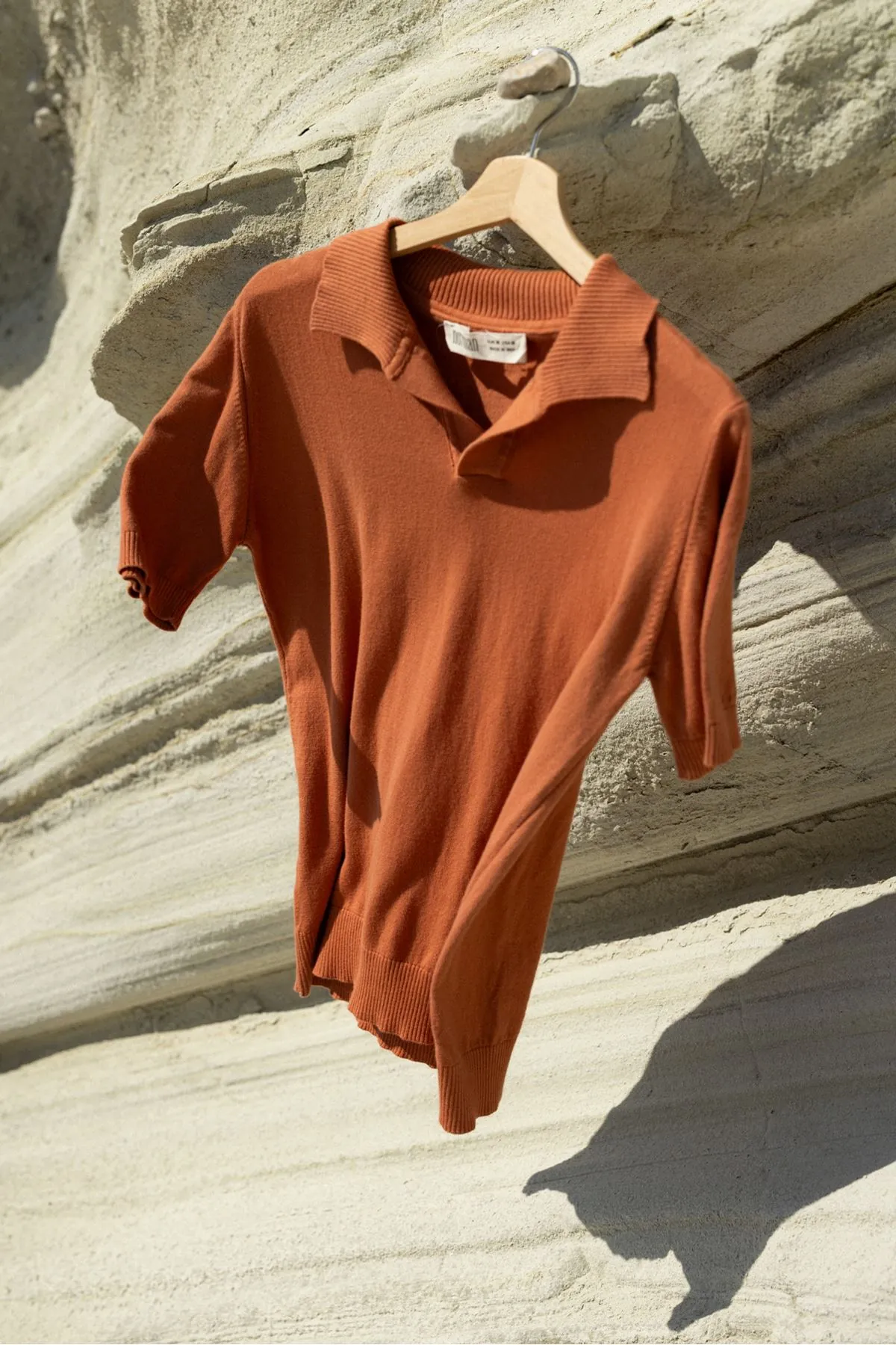 Alten Şeftali Polo Yaka %100 Pamuk Triko Erkek Tshirt