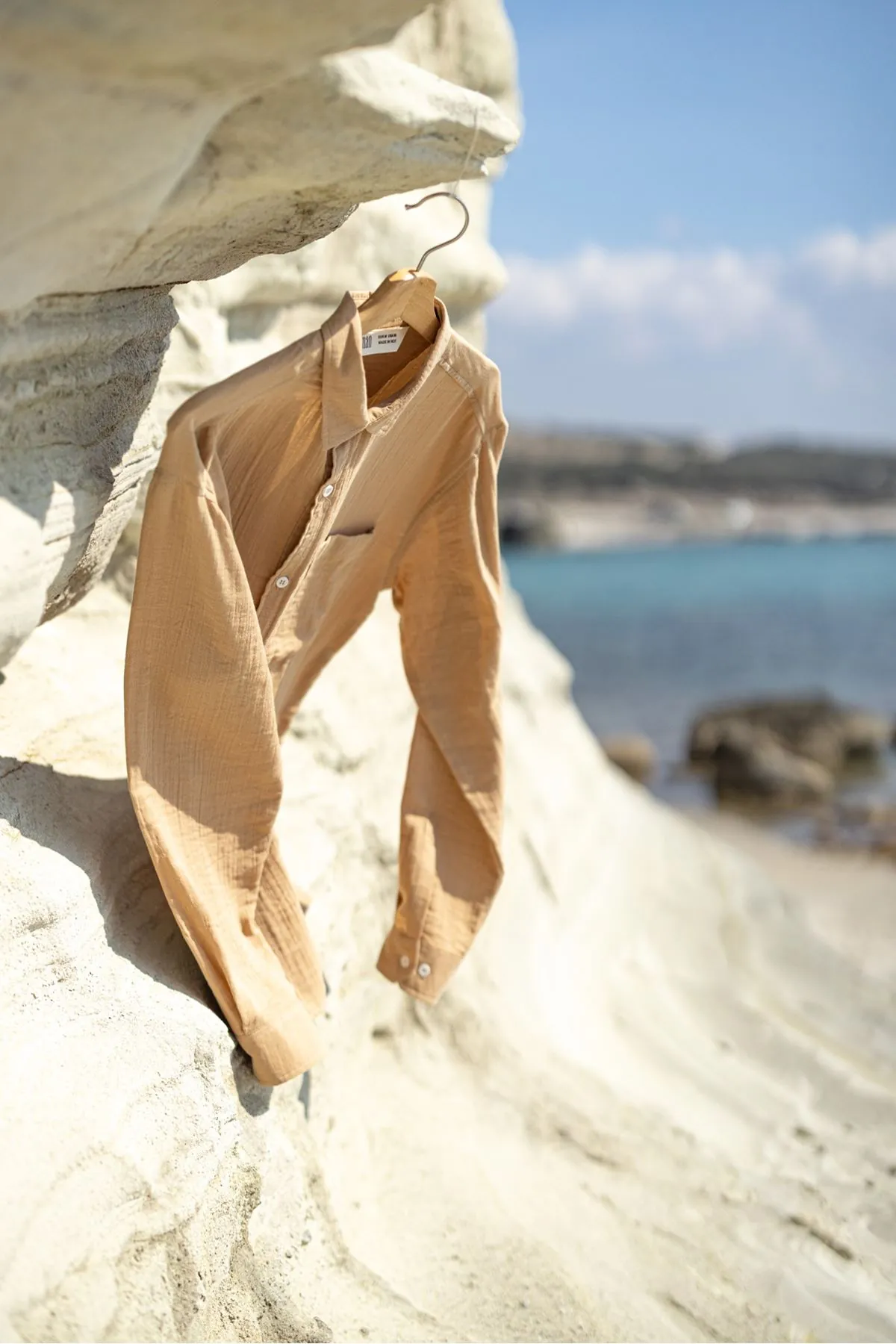 Mikonos Taba %100 Pamuk Erkek Gömlek
