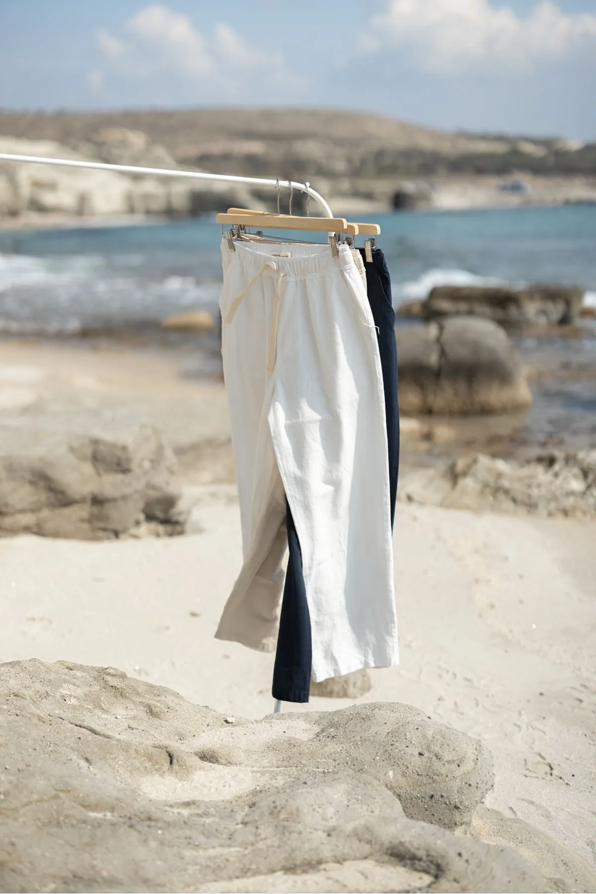 Mores Beyaz %100 Pamuk Erkek Pantolon
