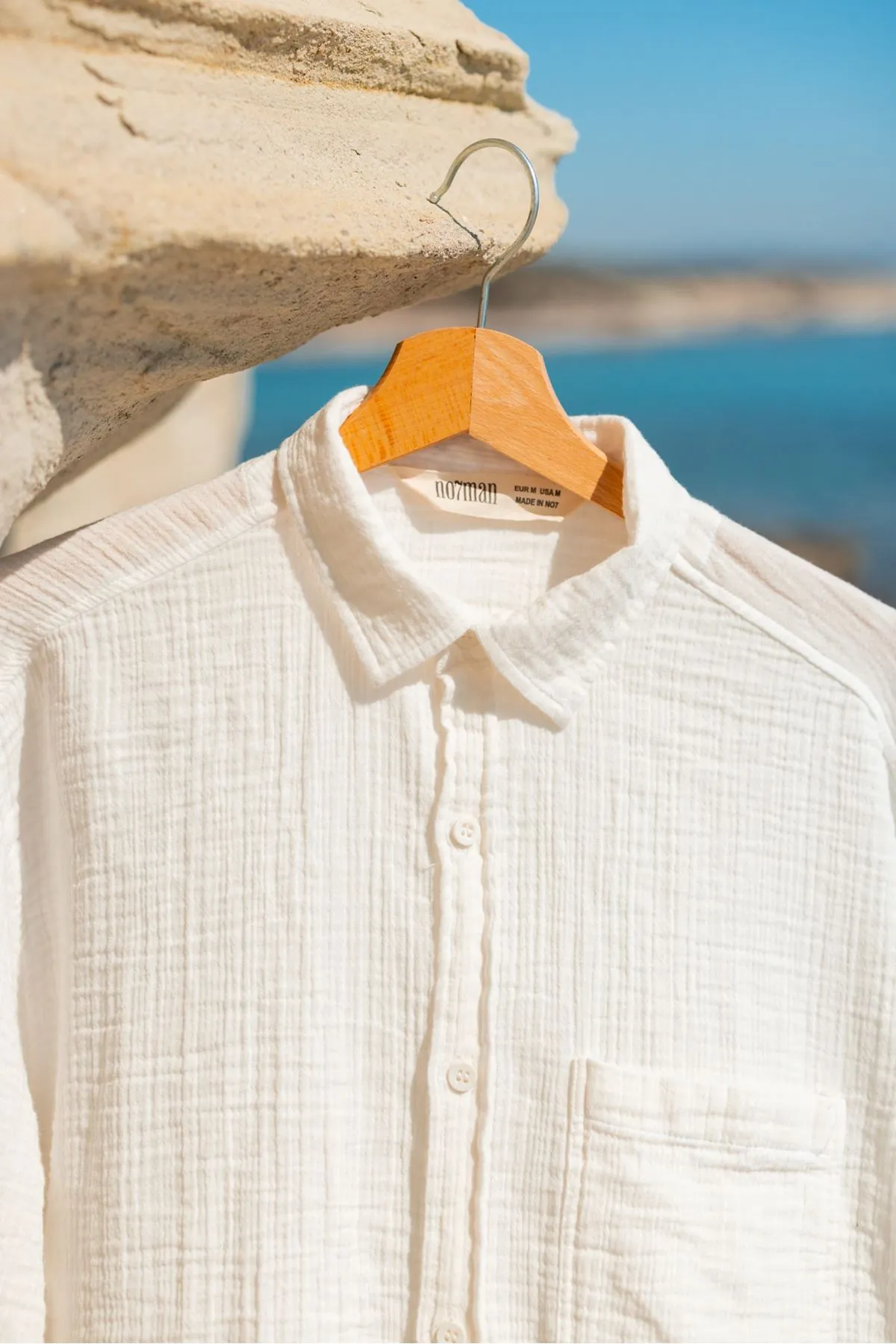 Mikonos Beyaz %100 Pamuk Erkek Gömlek