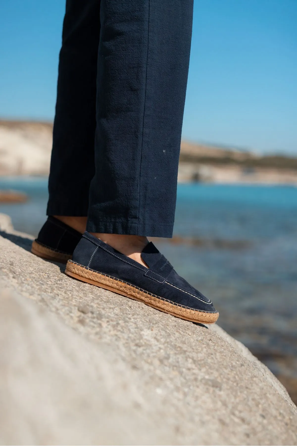 Minoa Lacivert Loafer Süet Hakiki Deri Erkek Espadril