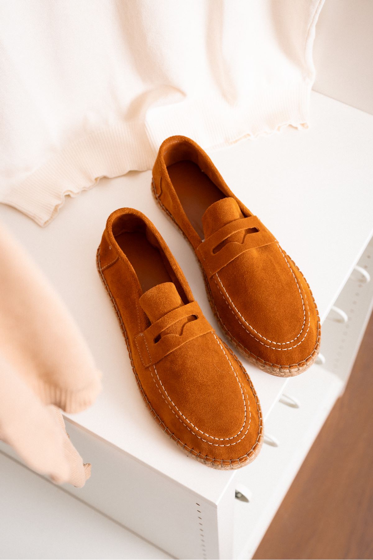 Minoa Şeftali Loafer Süet Hakiki Deri Espadril