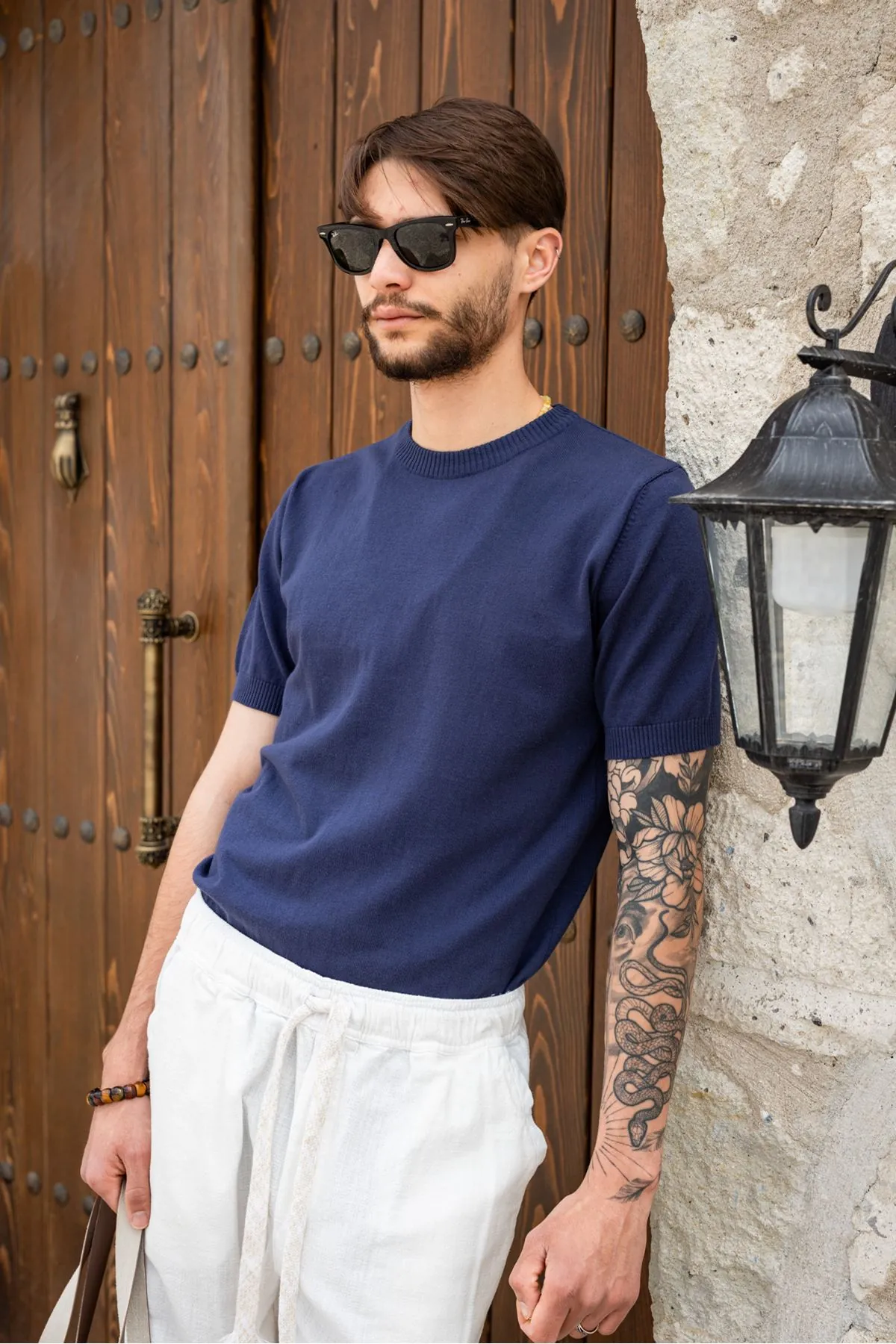 Briss Lacivert Bisiklet Yaka %100 Pamuk Triko Erkek Tshirt