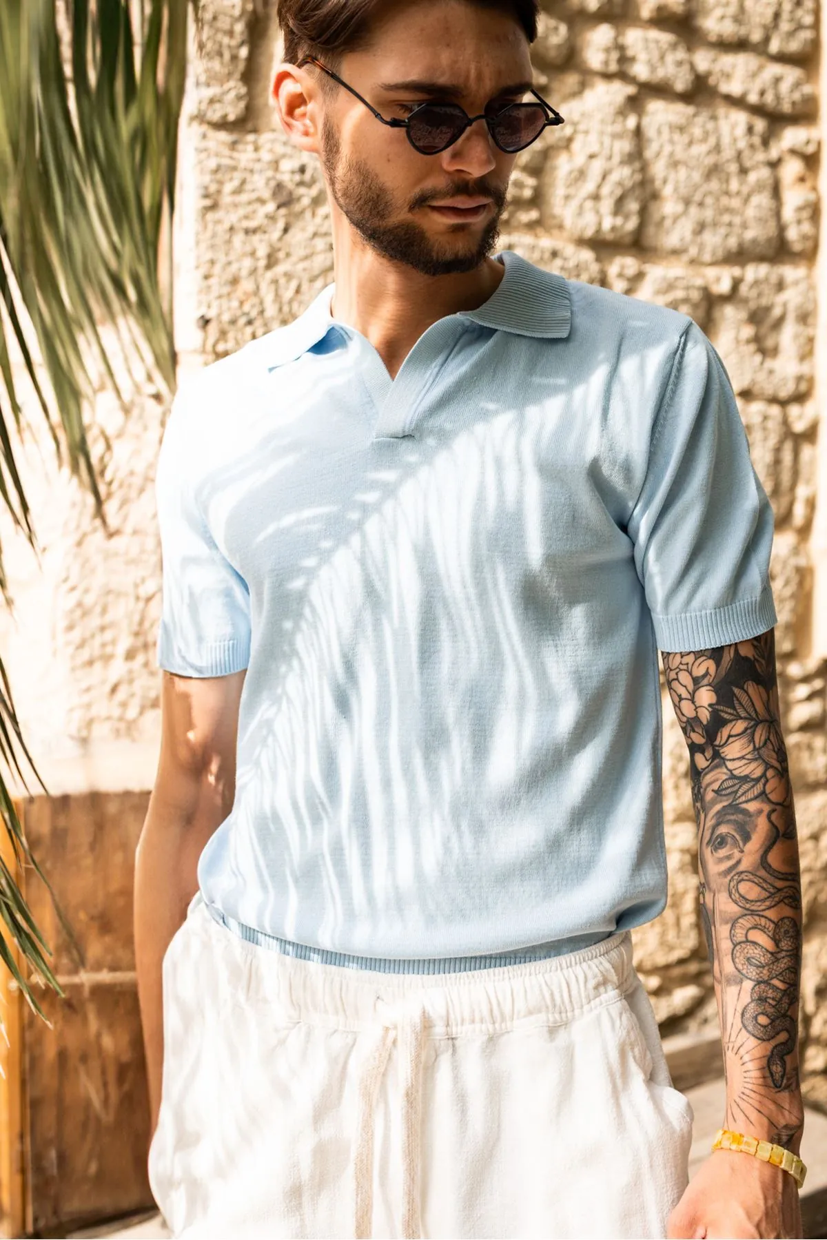 Alten Bebe Mavi Polo Yaka %100 Pamuk Triko Erkek Tshirt